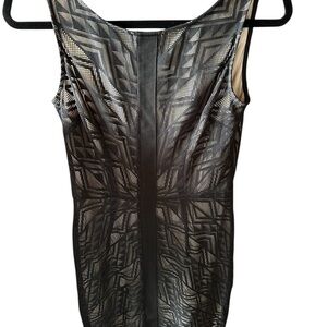 London Times Black Lace Over Beige Lined Dress